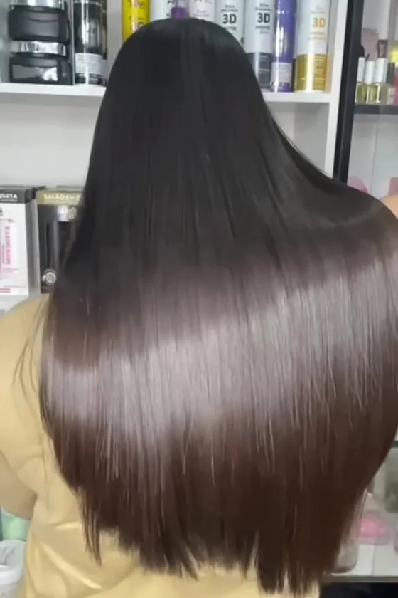 Pelo negro lacio y brillante